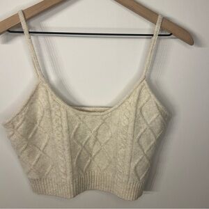 AS Revival by Altar’d State Oatmeal Cream Cable Knit Sleeveless Sweater, Size XL